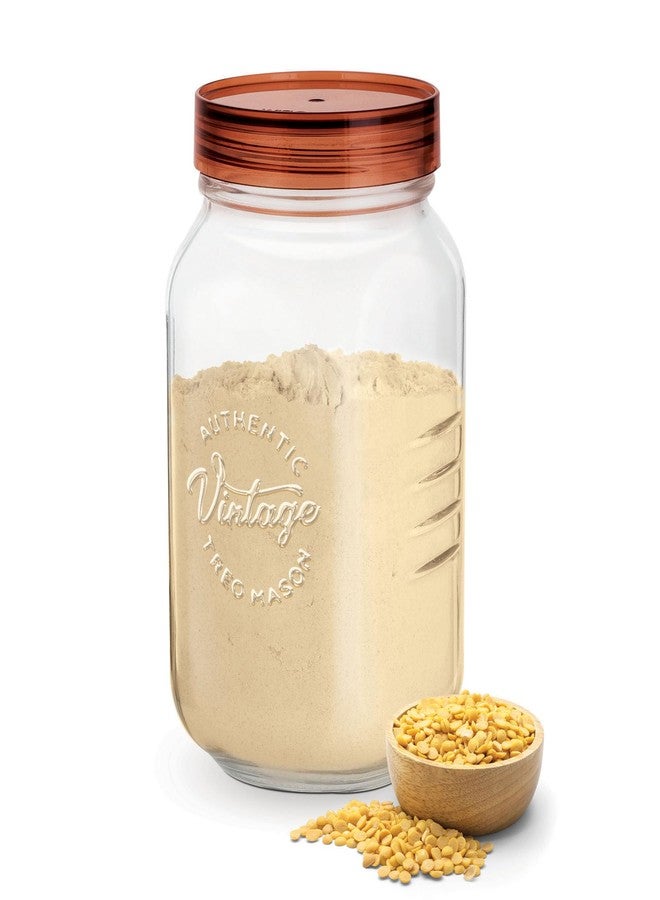 تريو مرطبان زجاجي عتيق من تريو باي ميلتون بغطاء بلاستيكي، سعة 2000 مل، شفاف | مرطبان تخزين | منظم مطبخ | قابل للتعديل | آمن للطعام | شفاف | آمن للاستخدام في الثلاجة | محكم الإغلاق - Image 1